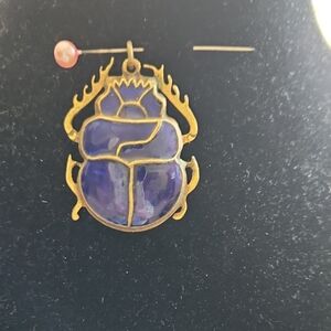 Vintage Gold and Purple Scarab Pendant